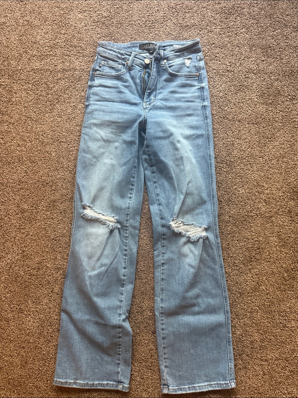 Judy Blue Light Blue Distressed Straight Leg Jeans